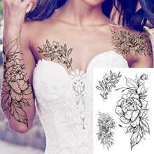 Load image into Gallery viewer, Realistic Big Flower Temporary Waterproof Sticker Tattoos For Body Painting Arm Legs Fake Black Rose Tattoos For Womens
