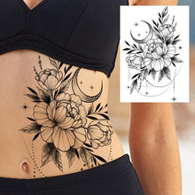 Load image into Gallery viewer, Realistic Big Flower Temporary Waterproof Sticker Tattoos For Body Painting Arm Legs Fake Black Rose Tattoos For Womens
