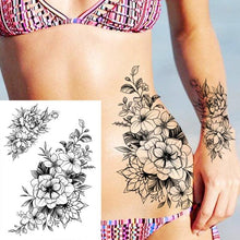 Load image into Gallery viewer, Realistic Big Flower Temporary Waterproof Sticker Tattoos For Body Painting Arm Legs Fake Black Rose Tattoos For Womens
