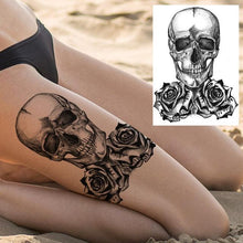 Load image into Gallery viewer, Realistic Big Flower Temporary Waterproof Sticker Tattoos For Body Painting Arm Legs Fake Black Rose Tattoos For Womens
