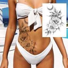 Load image into Gallery viewer, Realistic Big Flower Temporary Waterproof Sticker Tattoos For Body Painting Arm Legs Fake Black Rose Tattoos For Womens
