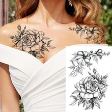 Load image into Gallery viewer, Realistic Big Flower Temporary Waterproof Sticker Tattoos For Body Painting Arm Legs Fake Black Rose Tattoos For Womens

