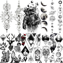 Load image into Gallery viewer, Realistic Black Temporary Small Big Tattoos Space Planets Animals Tatoos Waterproof  Face Hands Tattoos For Girls Mens
