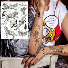 Load image into Gallery viewer, Realistic Black Temporary Small Big Tattoos Space Planets Animals Tatoos Waterproof  Face Hands Tattoos For Girls Mens
