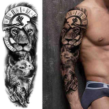 Load image into Gallery viewer, Realistic Full Arm Temporary Tattoos Sleeve Fake Tatoos Warrior Lion Tiger Flower Waterproof Tattoo Stickers For Womens Mens
