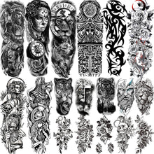 Load image into Gallery viewer, Realistic Full Arm Temporary Tattoos Sleeve Fake Tatoos Warrior Lion Tiger Flower Waterproof Tattoo Stickers For Womens Mens
