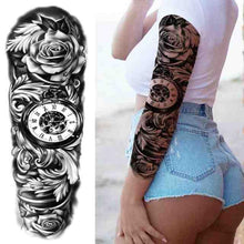 Load image into Gallery viewer, Realistic Full Arm Temporary Tattoos Sleeve Fake Tatoos Warrior Lion Tiger Flower Waterproof Tattoo Stickers For Womens Mens
