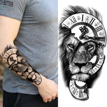 Load image into Gallery viewer, Realistic Full Arm Temporary Tattoos Sleeve Fake Tatoos Warrior Lion Tiger Flower Waterproof Tattoo Stickers For Womens Mens
