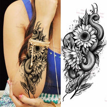 Load image into Gallery viewer, Realistic Sketches Black Flowers Temporary Waterproof Flower Tattoos Modern Body Arm Drawing For Womens
