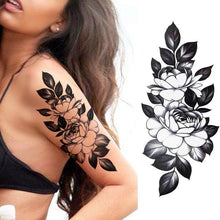 Load image into Gallery viewer, Realistic Sketches Black Flowers Temporary Waterproof Flower Tattoos Modern Body Arm Drawing For Womens
