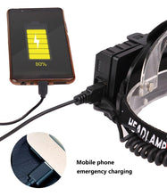 Load image into Gallery viewer, Rechargeable Adjustable Brightest Zoomable Powerful XHP160 LED Headlamp Waterproof Headlight  Power Bank 18650 Battery Headlamps For Hiking Camping Fishing Running
