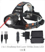 Load image into Gallery viewer, Rechargeable Adjustable Headlamp, Zoom/Waterproof LED White Yellow Color High Lumen Headlamp Flashlight Torch Power Bank For Adult Outdoor Camping Fishing Adventures
