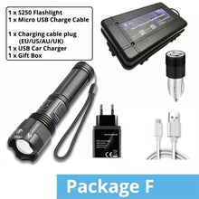 Load image into Gallery viewer, Rechargeable Adjustable Led Flashlights With High Lumen With Battery Display Super Bright Waterproof Flashlight  5 Lighting Modes For Adventure Hiking Camping Hunting New Design
