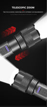 Load image into Gallery viewer, Rechargeable Adjustable Led Flashlights With High Lumen With Battery Display Super Bright Waterproof Flashlight  5 Lighting Modes For Adventure Hiking Camping Hunting New Design
