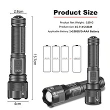 Load image into Gallery viewer, Rechargeable Adjustable Led Flashlights With High Lumen With Battery Display Super Bright Waterproof Flashlight  5 Lighting Modes For Adventure Hiking Camping Hunting New Design
