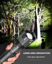Load image into Gallery viewer, Rechargeable Adjustable Led Flashlights With High Lumen With Battery Display Super Bright Waterproof Flashlight  5 Lighting Modes For Adventure Hiking Camping Hunting New Design
