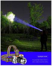 Load image into Gallery viewer, Rechargeable Adjustable LED Headlight Strong Light Zoomable Long-distance Waterproof Super Bright Head-mounted Led Headlamp For Hiking Night Fishing Outdoor Miner's Lamp
