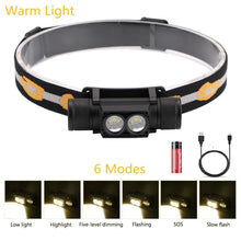 Load image into Gallery viewer, Rechargeable  Adjustable LED Power Headlamp USB Flashlight Waterproof  Headlight Torch  Light Work Lamp  For Outdoors Camping Running  Survival Hiking

