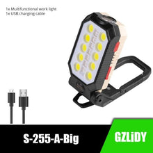 Load image into Gallery viewer, Rechargeable Adjustable USB LED Portable Charger Battery High Capacity with Digital Display LCD Screen Waterproof Flashlight COB Work Light For Repairing Outdoor Camping
