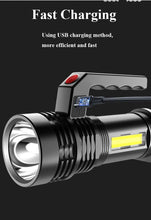 Load image into Gallery viewer, Rechargeable Handheld Flashlights Waterproof  3 Switch Mode Powerful High Lumens Spotlight Fashlight High Power Portable LED Waterproof Outdoor Long Lasting Spot Light Flashlight For Home &amp; Outdoor Use
