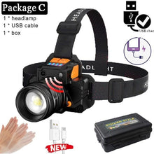 Load image into Gallery viewer, Rechargeable High Lumens Work Headlight Ultra Bright Headlamp LED Headlight Sensor Powerful  Head Lamp Waterproof Flashlight For Adults Running Hiking Camping Fishing
