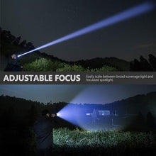 Load image into Gallery viewer, Rechargeable LED Flashlight High Lumen USB Ultra Bright Adjustable Powerful Zoomable Flashlight Water Resistant For  Daily Household and Outdoor Camping Hiking Riding Running
