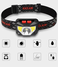 Load image into Gallery viewer, Rechargeable LED Powerfull Headlamp Flashlight USB Waterproof Headlamp Motion Body Sensor Headlight For Adults &amp; Kids Camping Flashlight Outdoors Camping Running Biking Fishing
