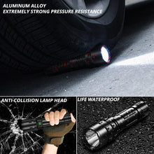 Load image into Gallery viewer, Rechargeable  LED Tactical Flashlights Waterproof Powerful High Lumen Super  Bright Power LED Aluminum Flashlight For Hiking Outdoor Camping Fishing Jogging Running HouseholdPowerful Light
