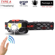 Load image into Gallery viewer, Rechargeable Powerful USB LED High Lumen Headlamp Ultra-Light Bright Headlight Waterproof Sensor Head Light  For Outdoors Camping Running Hiking Biking Fishing
