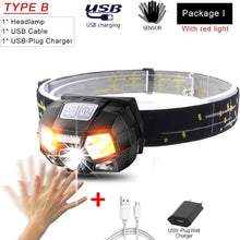 Load image into Gallery viewer, Rechargeable Powerful USB LED High Lumen Headlamp Ultra-Light Bright Headlight Waterproof Sensor Head Light  For Outdoors Camping Running Hiking Biking Fishing
