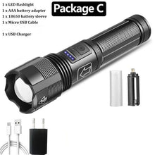 Load image into Gallery viewer, Rechargeable Tactical Flashlight USB LED High Quality Zoomable Torchlight High Lumen Super Bright Flashlight Waterproof Flashlight For Outdoor  Best Camping Hiking Riding Flashlight

