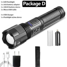 Load image into Gallery viewer, Rechargeable Tactical Flashlight USB LED High Quality Zoomable Torchlight High Lumen Super Bright Flashlight Waterproof Flashlight For Outdoor  Best Camping Hiking Riding Flashlight
