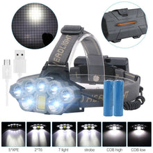 Load image into Gallery viewer, Rechargeable Ultra Bright Headlamp LED High Lumen   Headlamp USB Waterproof Flashlight Outdoor Camping 6 Modes Headlight For Outdoor Camping Cycling Running Fishing.
