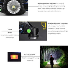 Load image into Gallery viewer, Rechargeable Ultra-bright High Lumen LED Headlamp Hands-Free USB Zoomable Headlight Waterproof  Super Bright Head Lights For Fishing Camping Hiking Riding JoggingTorch Flashlight
