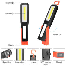 Load image into Gallery viewer, Rechargeable USB LED Work Lights Bright Flashlight and Work Light with Clip and Magnetic Base and Rotatable Clip  Magnetic Flashlight For Working Inspection Camping Car Repair Maintenance
