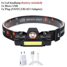 Load image into Gallery viewer, Rechargeable Waterproof Powerful LED Headlamp Portable Mini Built-in 18650 Battery Flashlight For  Portable Head Lamp Flashlight, Outdoor Lightweight Durable Headlight For Outdoor Running Camping Reading Fishing  Walking Jogging Headlight
