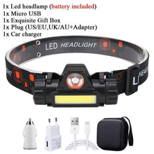 Load image into Gallery viewer, Rechargeable Waterproof Powerful LED Headlamp Portable Mini Built-in 18650 Battery Flashlight For  Portable Head Lamp Flashlight, Outdoor Lightweight Durable Headlight For Outdoor Running Camping Reading Fishing  Walking Jogging Headlight

