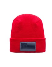 Load image into Gallery viewer, American Flag Beanie - H-Stitch Circular Knit Cuffed Beanie - Patented Design and Made in USA
