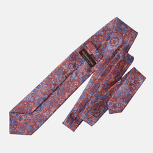 Load image into Gallery viewer, Catania - Printed Silk Tie - Blue &amp; Brick Red
