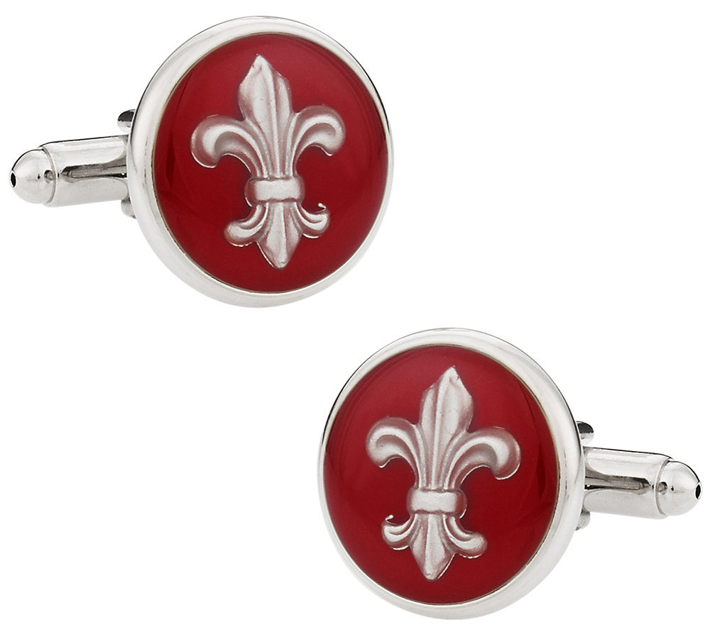 Red Fleur De Lis Cufflinks