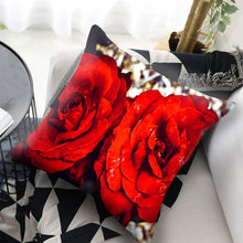 Load image into Gallery viewer, Red Flower Cushion Pillow Covers Love Pillow Covers Decorative Linen Square Couple Cushion Cases Home Decor Polyester Throw Pillow Case Super Soft Short Plush Cushion Cover Festive Home Decorative Cushions 45X45CM
