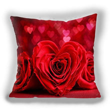Load image into Gallery viewer, Red Flower Cushion Pillow Covers Love Pillow Covers Decorative Linen Square Couple Cushion Cases Home Decor Polyester Throw Pillow Case Super Soft Short Plush Cushion Cover Festive Home Decorative Cushions 45X45CM
