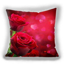 Load image into Gallery viewer, Red Flower Cushion Pillow Covers Love Pillow Covers Decorative Linen Square Couple Cushion Cases Home Decor Polyester Throw Pillow Case Super Soft Short Plush Cushion Cover Festive Home Decorative Cushions 45X45CM
