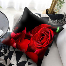 Load image into Gallery viewer, Red Flower Cushion Pillow Covers Love Pillow Covers Decorative Linen Square Couple Cushion Cases Home Decor Polyester Throw Pillow Case Super Soft Short Plush Cushion Cover Festive Home Decorative Cushions 45X45CM

