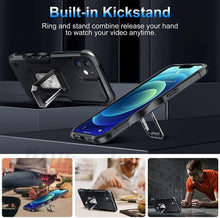 Load image into Gallery viewer, Red Shockproof Camera Protective Case For iPhone 14 Pro Max 13 Pro 12 Kickstand Holder Built-in Magnetic Smartphone Phone Cover
