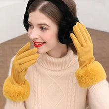 Load image into Gallery viewer, Red Winter Warm One Size Touch Screen Glove Female Fur Thick Driving Comfortable Gloves For Autumn
