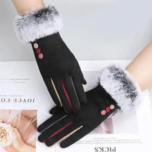 Load image into Gallery viewer, Red Winter Warm One Size Touch Screen Glove Female Fur Thick Driving Comfortable Gloves For Autumn
