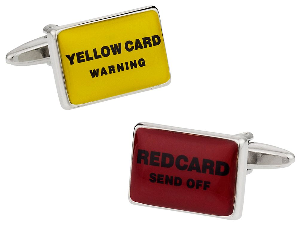 Soccer Cufflinks Red & Yellow Football Card