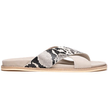 Load image into Gallery viewer, 06-105-TPE RENA Italian Goatskin Suede Python Embossed Slide Taupe
