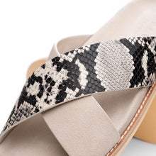 Load image into Gallery viewer, 06-105-TPE RENA Italian Goatskin Suede Python Embossed Slide Taupe
